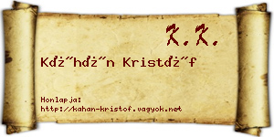 Káhán Kristóf névjegykártya